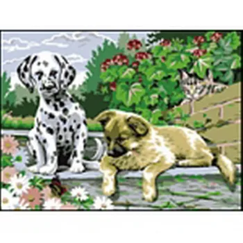 

Painting by numbers on canvas 40x50 cm "puppies and kitten" Red Cat b766