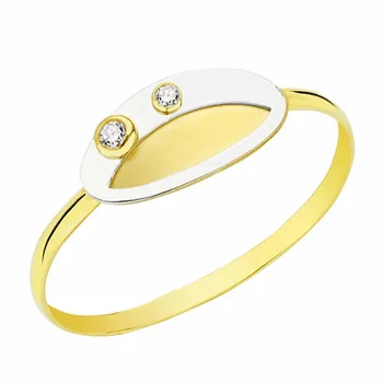 

18k solid gold ring bicolor zircons [AA2377]