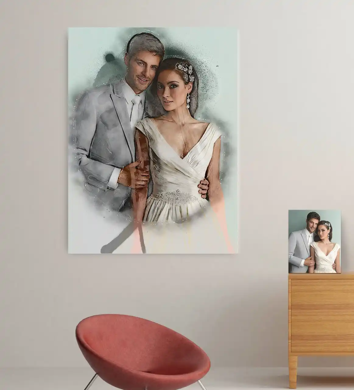 Personalized Bride Groom Marriage Souvenir Canvas Table (70x100 cm.) 2 gift Home Decoration Special Design Home Office Business Place