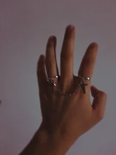 Punk Hip-Hop Cruz anillo de plata Chapado en Color Retro Cadena de dedo anillo de joyería ajustable regalo para Unisex anillo partido anillos