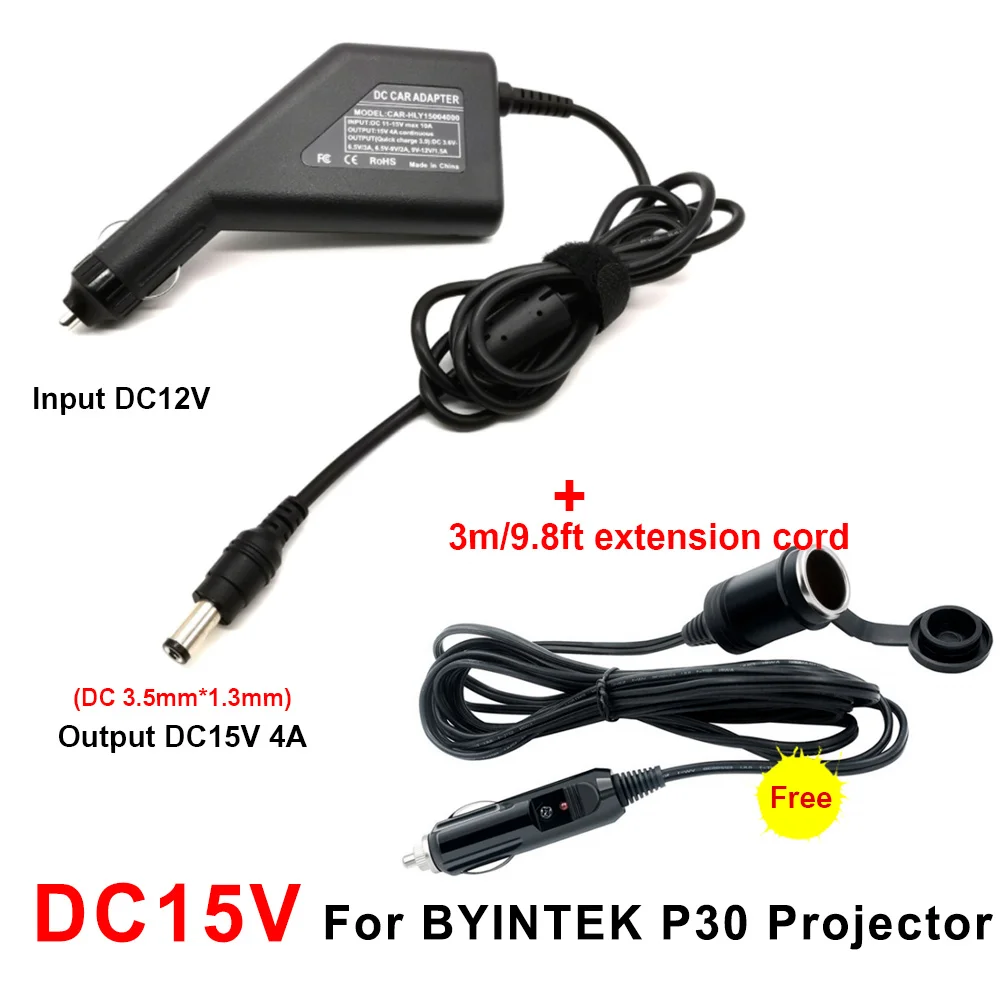 Adaptador de Energia Automotiva para Projetor 19v para U70 12v para P12 U30 e 15v para P30 Byintek P20 12v 15v R15 U50 - Image 3