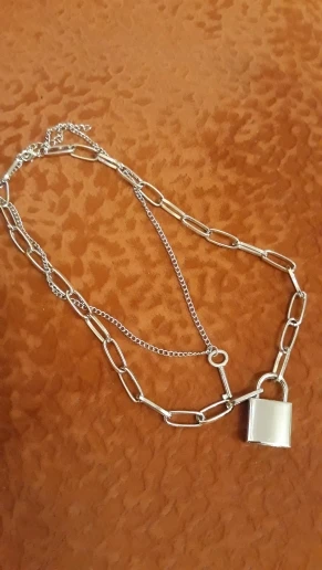 Double Layer Key Lock Necklace Padlock Pendant photo review