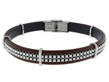 

Black leather strap for boy with chain steel