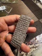 Pulsera elástica con diamantes de imitación de cristal para mujer, brazalete de oro ostentoso, joyería nupcial para boda, 4/5/8 filas