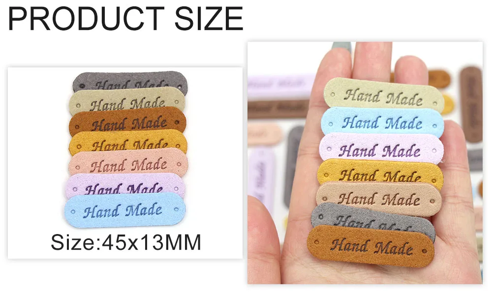 Description Picture 5 of itemHand Made Labels 45x13MM Handmade Leather Label For Clothes Sewing Crafts Handmade Tags For Knitting Garment Accessories 20Pcs