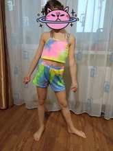 Niño conjunto de ropa para niños niñas verano estampado colorido Arco Iris deporte eslinga de los niños chaleco Top corto con espalda al aire corto pantalones chándales