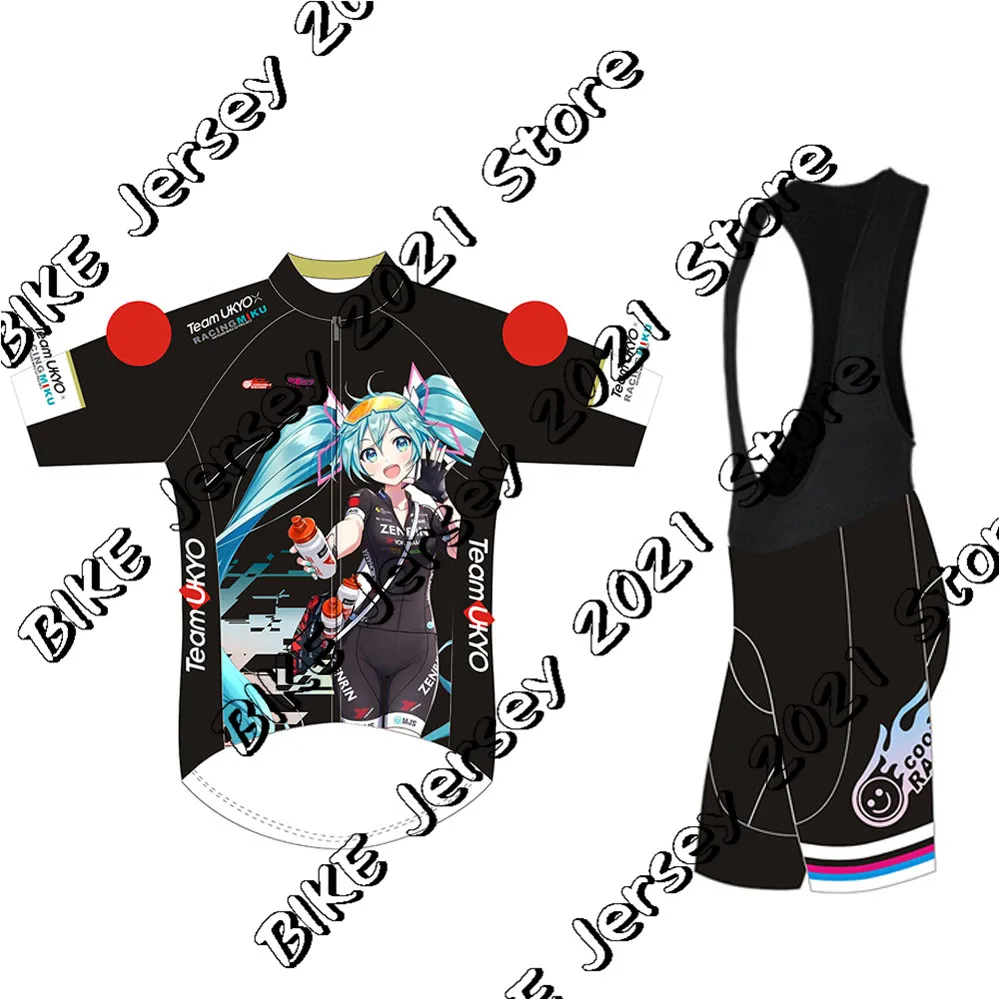 Racing Miku Cycling Jersey MTB Black Racing Bike Clothing Japan Bicycle Clothes Bib Gel Set Men's Short Maillot Culotte