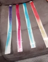 AliLeader-extensiones de cabello de una pieza con Clip, 57 colores, pelo sintético, degradado, rosa, rojo y azul, con Clip