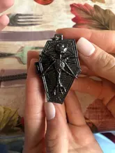 Reloj de bolsillo de cuarzo para hombre, colgante de cadena con calavera antigua, pesadilla antes de Navidad, de bronce, relojes bolsillo Vintage