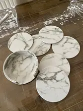 Marble Coaster Cup-Mat Table-Pad-Holder Clean-Placemats Coffee Round Drink 6PCS To Easy