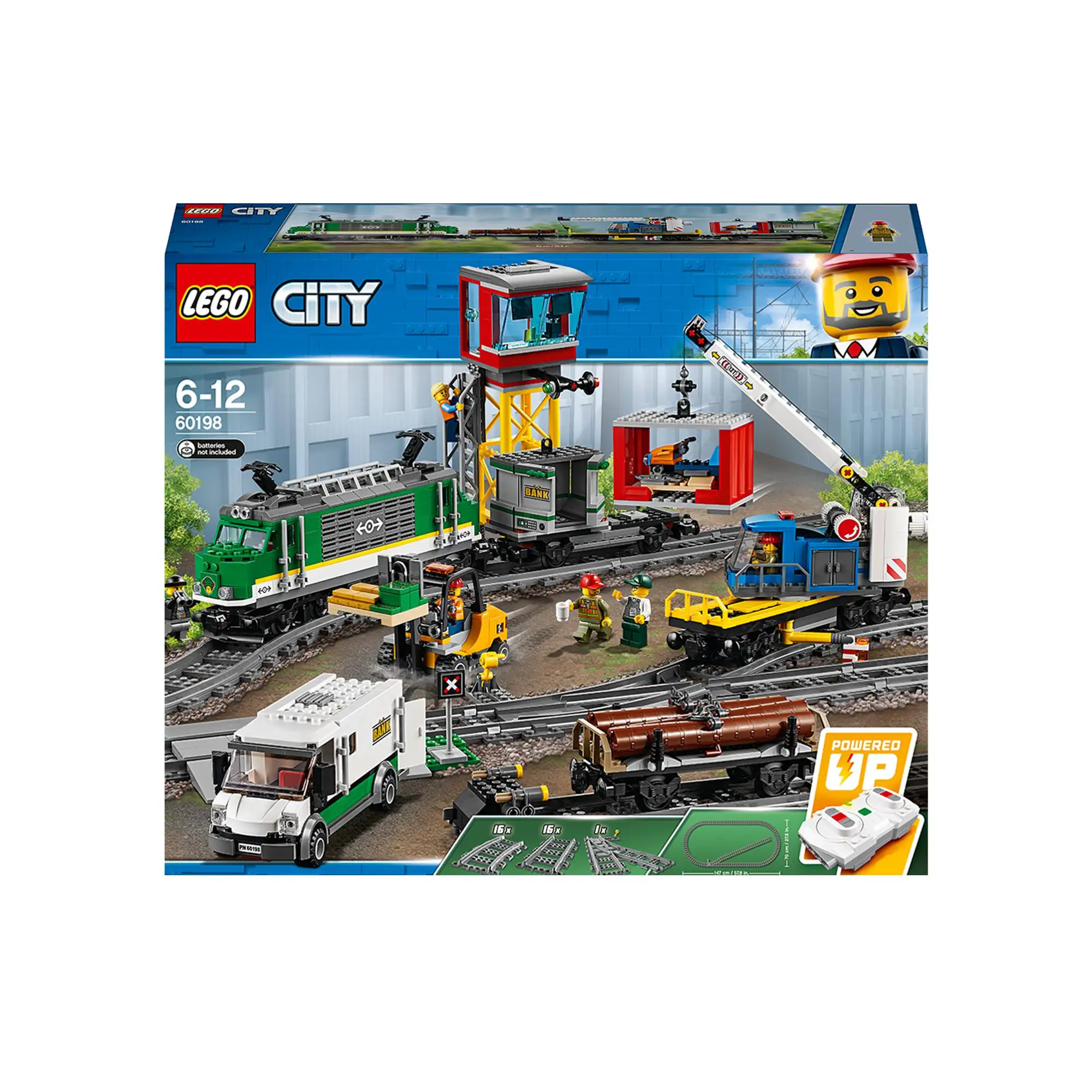 Lego Original City Trains | Goods Train Toy | Kids Construction Set, With Bluetooth Remote Control (60198) - Soft Plastic Blocks -