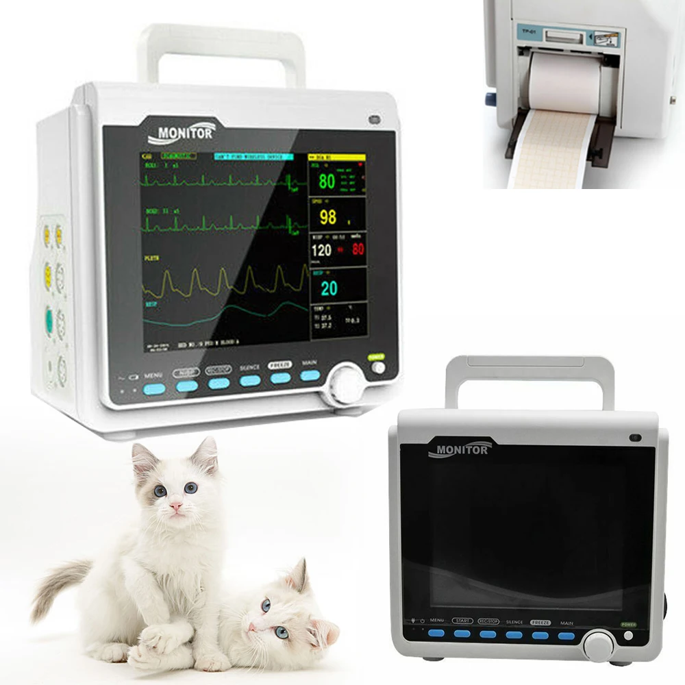 CMS6000VET Veterinary Patient Monitor 6 Parameter ECG RESP SpO2 PR NIBP Heart Rate Machine For Animal With Printer | Красота и