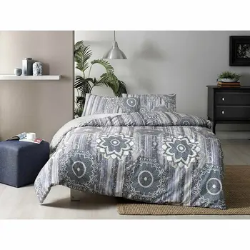 

Tac Textile Ranforce Abel Soft Feel Hypoallergenic % 100 Cotton 4 Pieces Double Duvet Cover Set with Flat Sheet blue