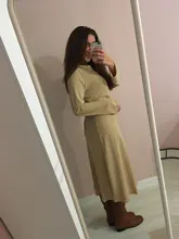 Satin Dress Mid-Long Femme Robe Long-Sleeve WOTWOY Elegant Women Vestidos Cotton Solid