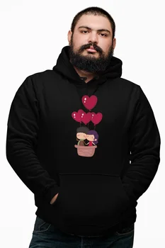 

Angemiel Wear Love In the Balloon Flying Lovers Black Male Hooded Sweatshirt