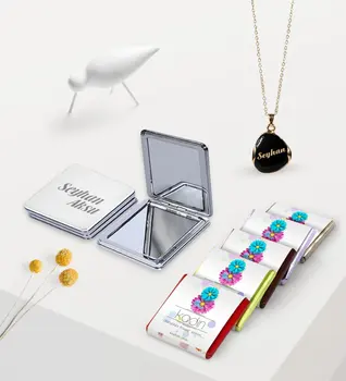 

Women Custom Is Black Enamel Necklace Mirror Chocolate Gift Set-9