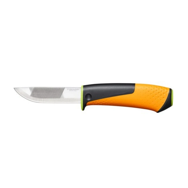 Нож для тяжелых работ с точилкой в чехле Fiskars(1023619