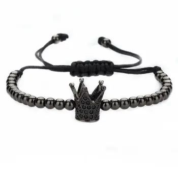 

ANGEMIEL MEN Crystal Cubic Zirconia Crown Figured Black Color MEN 'S Bracelet