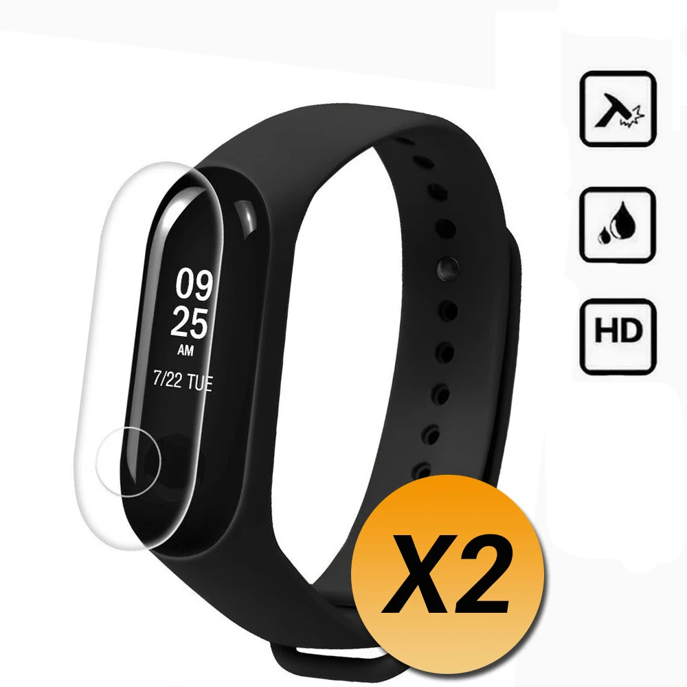 Pack de 2 protector de pantalla para Xiaomi Mi Band 3 film transparente 100% lámina protectora cobertura total contra arañazos