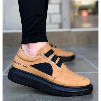 

BA0004 Boa Thick Sole Step-in Style Casual Tan Black Men 'S Shoes. Shoe, boot, sneaker, sandalwood, van, chaussure, air, money