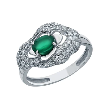 

Silver ring with cubic zirconia and agate sunlight sample 925