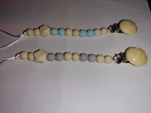 Chupete de madera para bebé, cadenas de Clip, cuentas de ganchillo para bebé, chupete de cuentas de silicona, Sostenedor juguete, correa de correa