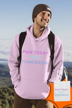 

Angemiel Wear Suffering Today Tomorrow Flattering Pink Male Hooded Sweatshirt Bags Kombin