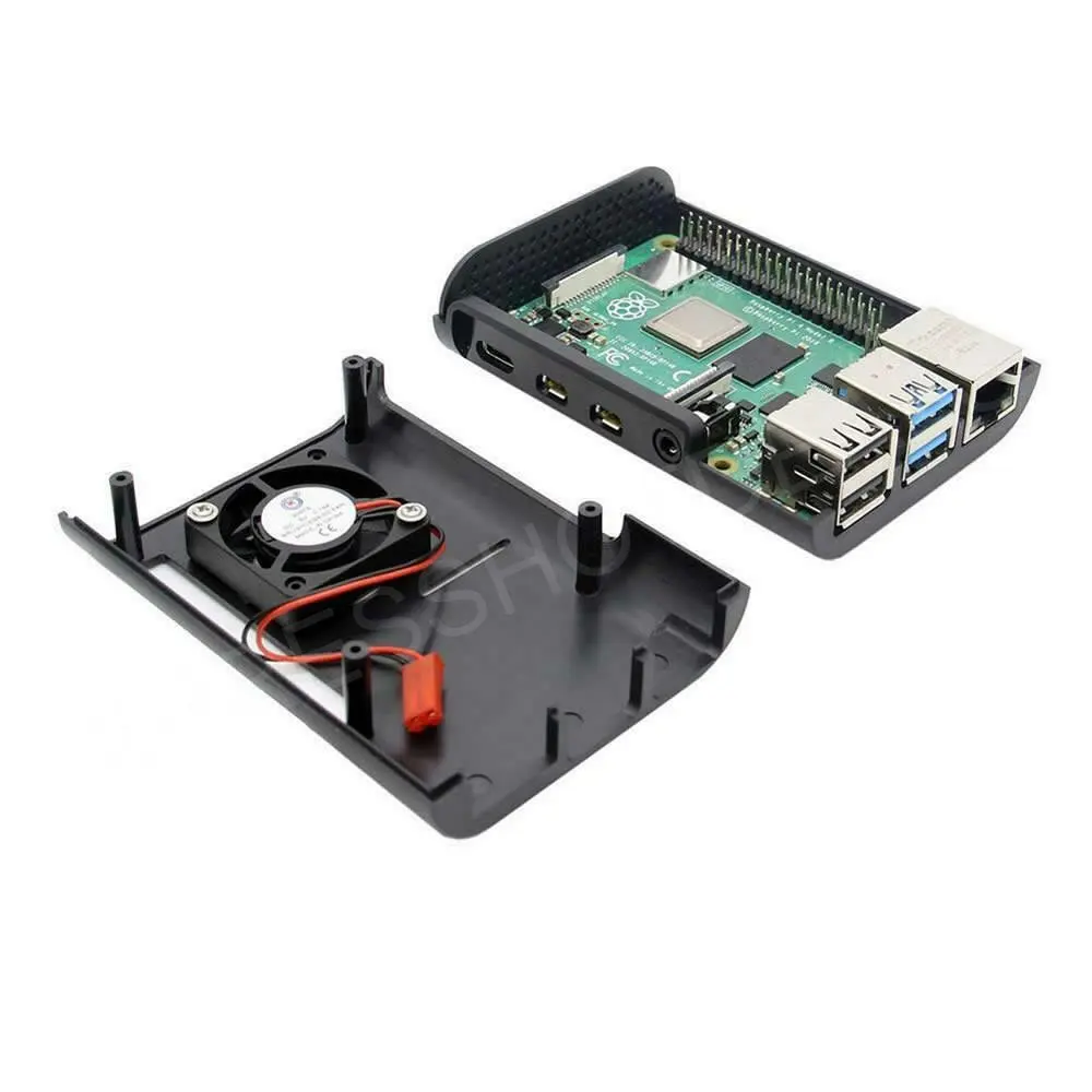 Raspberry Pi 4 Модель B черный/прозрачный чехол для корпуса ABS с охлаждающим вентилятором