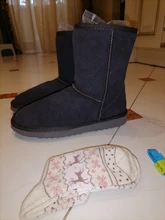 MBR fuerza genuino clásico de cuero de vaca botas de nieve 100% de lana de las mujeres botas zapatos de invierno de las mujeres gran tamaño 34-44