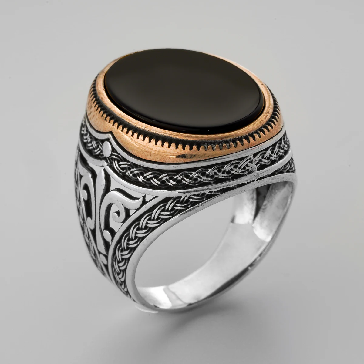 

925 Sterling Silver for Men Rings Onyx, Tiger Eyes, Zirkon Stone high-quality Polishing Middle East Turkish Jewelry All Size