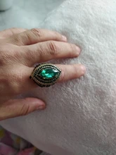 Kinel de lujo anillo para las mujeres aspecto Vintage AAA verde de cristal de la joyería de Boho de Color oro encanto étnico anillo de boda