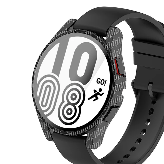 Case for Samsung Galaxy Watch 4 44mm 40mm Full Coverage Bumper Case with Tempered Glass Protective Cover Screen Protector Carban Black