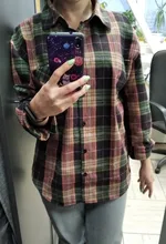 Plaid Shirts Blouses Oversized Women Top Long-Sleeve Blusas Loose Casual Cotton Ladies