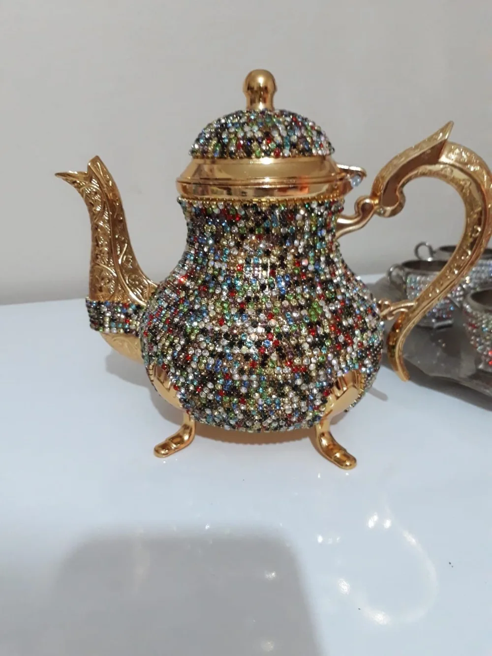 multi color Swarovski Turkish Teapots Arabic Tea Pot  -1500 ml- Handmade Tea Set Traditional Turkish Tea Coffee Made in Turkey Home Decoration
