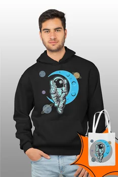 

Angemiel Wear-Minded Astronot Black Male Hooded Sweatshirt Bags Kombin