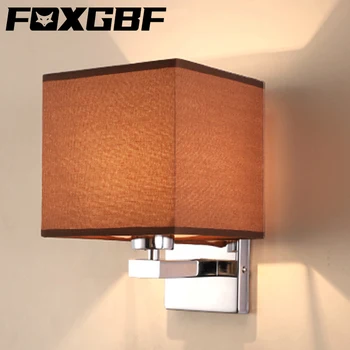 

FOXGBF brown fabric bedroom wall lamp bedside staircase corridor simple wall lamp hotel E27 decorative wall lamp indoor lighting