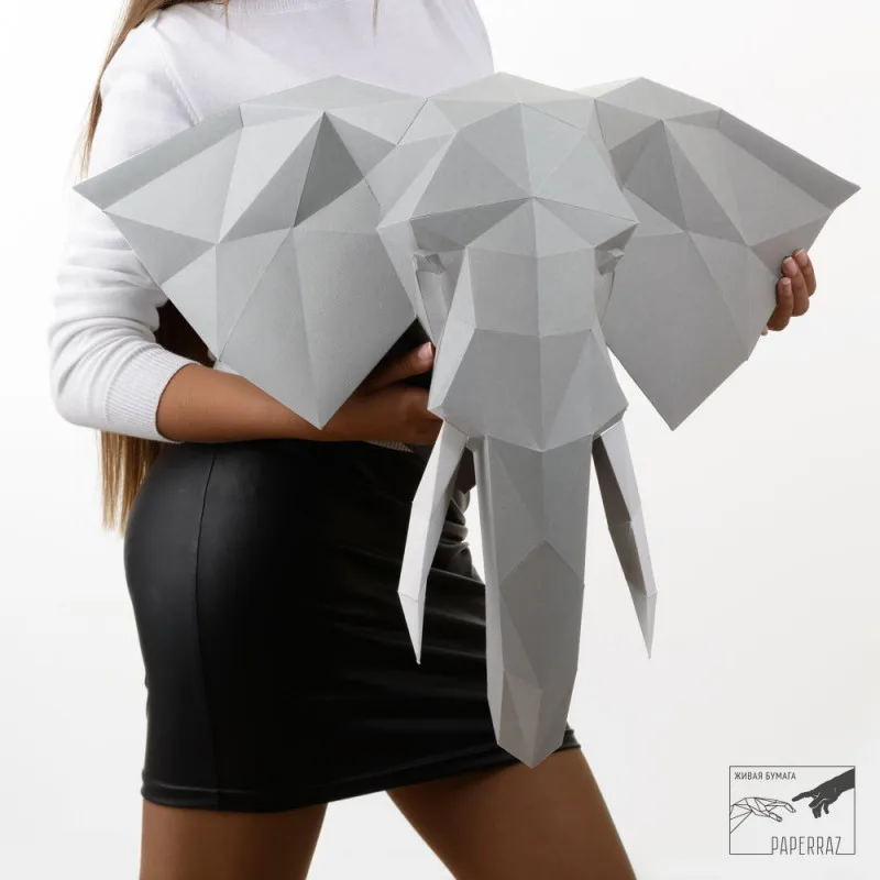 Полигональная фигура PAPERRAZ "СЛОН ВОЛОДЯ"(серый