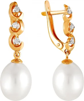 

Примаэксклюзив earrings with pearls and cubic zirconia in red gold