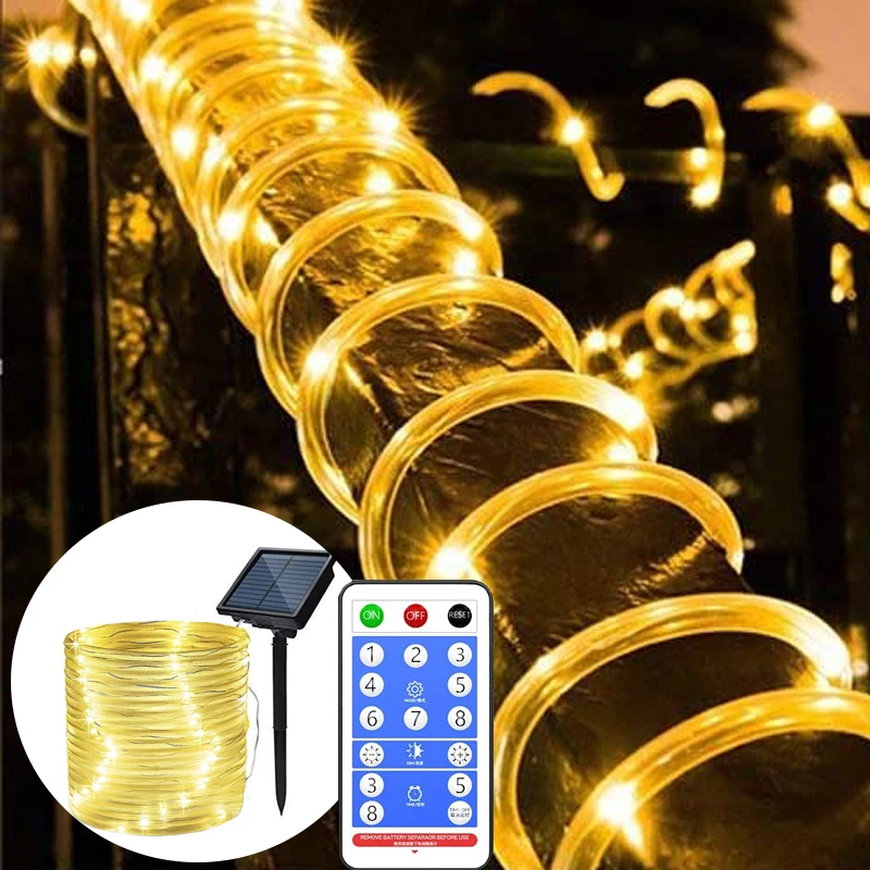 300 Led Rope Tube Lights Solar Powered Warterproof Fairy String Lights