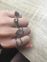 Conjunto de Anillos de nudillo de cristal Vintage para mujer, colgante de luna de loto, anillo bohemio, regalo de joyería