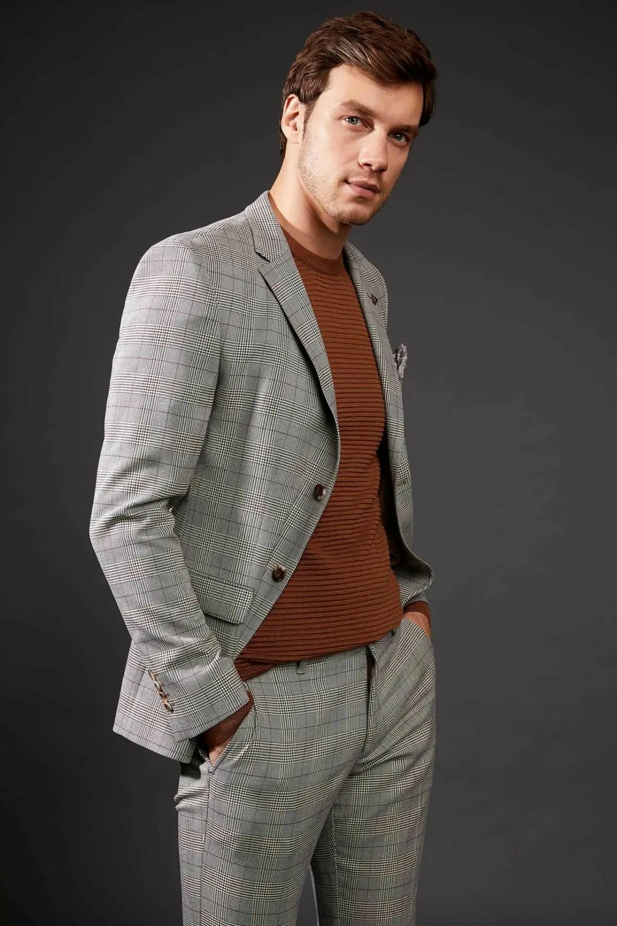 DeFacto модный роскошный мужской блейзер, брендовый высококачественный клетчатый приталенный мужской костюм, блейзеры для мужчин, весна-осень-L6869AZ19AU