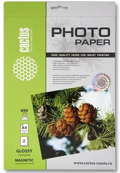 

Photo paper with a magnetic layer cactus cs-mga46902 glossy. A4. 690g/m2. 2 sheet