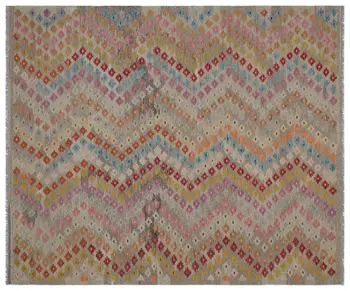 

Handmade Natural Afghan Tribal Rug Area Rug 206x243 Cm-6'9''X7'12''