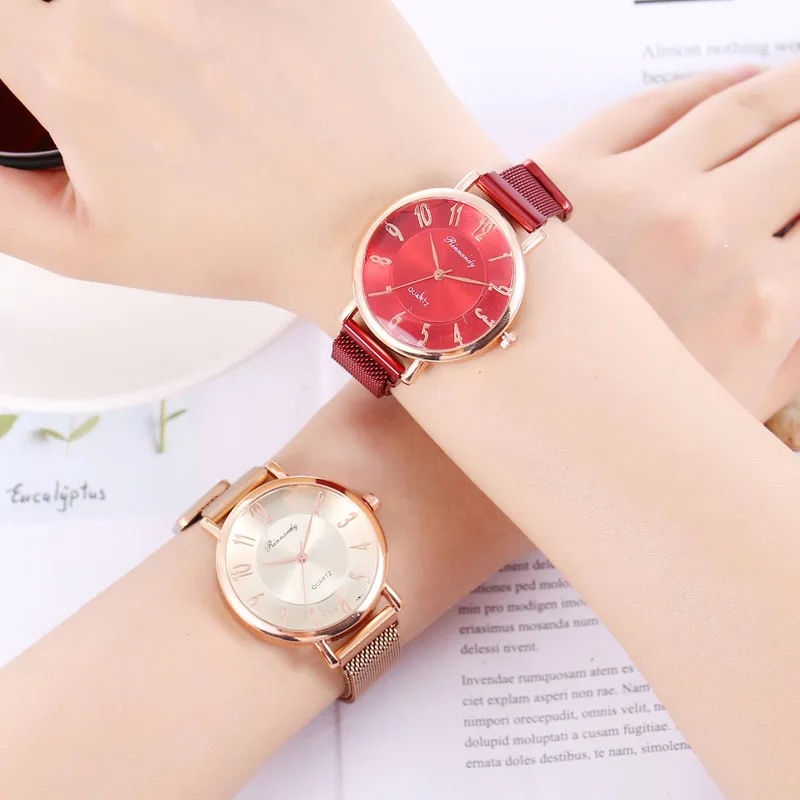 WJ-8569 минималистичные женские часы с цифрами, кварцевые наручные часы с ремешком из нержавеющей стали, простые женские часы