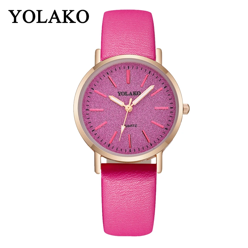 rose red montre femme,, индивидуальные трендовые двухсторонние детские кожаные часы с отверстиями, relogio feminino часы женские - Цвет: rose red