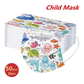 

50PCS a box Cartoon Kids Disposable Mask 3 Layer Child Filter Hygiene Thicken Children's Face Mouth Mask Earloop Fast Delievry