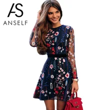 ผู้หญิงเซ็กซี่ดอกไม้เย็บปักถักร้อย SHEER ตาข่ายฤดูร้อน Boho มินิ A-Line ชุดดูผ่านชุดสีดำ 2019 Vestidos De festa(China)