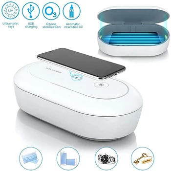 

Portable UV Cell Phone Sanitizer with Wireless Charger Multi-Function UV Light Sterilizer with Aroma Diffuser 3-in-1 Fast Charge
