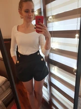 Women Shorts TWOTWINSTYLE Elegant High-Waist Fashion Color Patchwork Hit Loose for Female