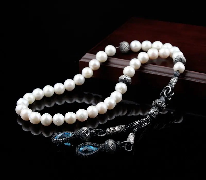Islam Tespih Muslim Rosary Beads 33 Prayer Rosary   for Men Bracelet For Men Accessories real  stone Handmade Made in turkey barley cut blackened kuka tasbih silver tassel rosary is the most beautiful and original accessories very special gift muslim